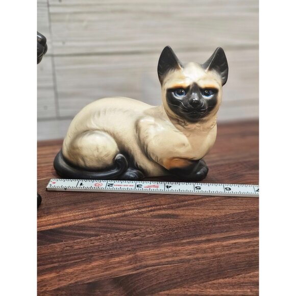 Set of 2 Vintage Ceramic Siamese Cat Figurines - Picture 6 of 10